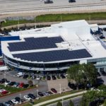 Commercial roof with solar panels