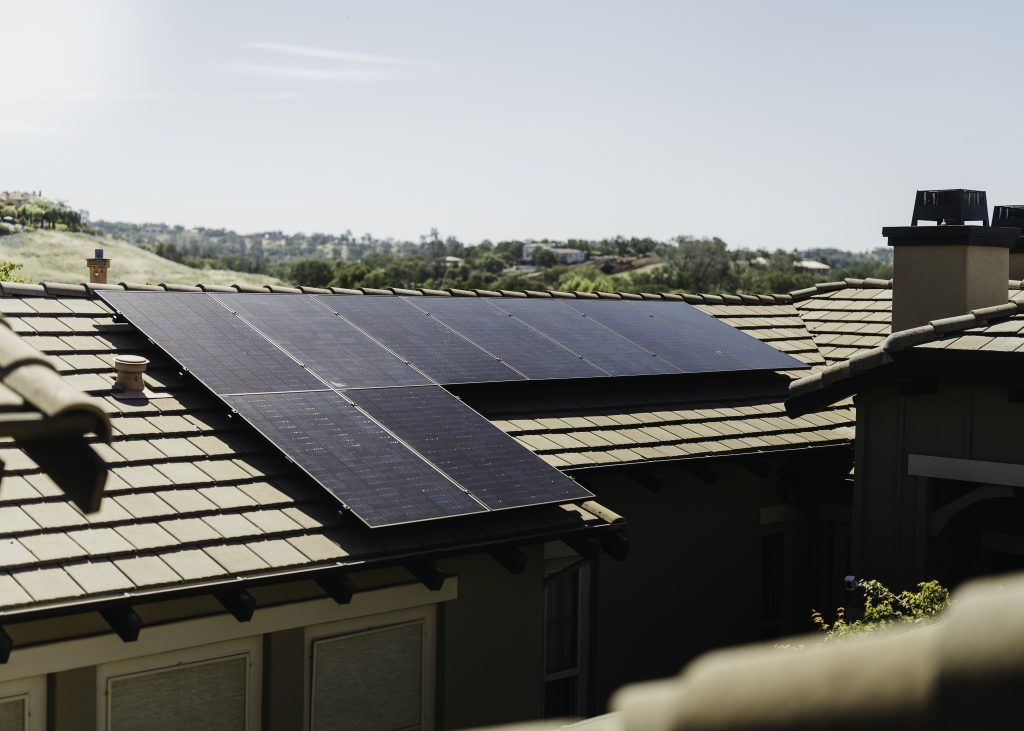 View of solar panels on roof